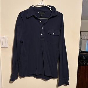 Magaschoni Dark Blue Casual Button Down Shirt